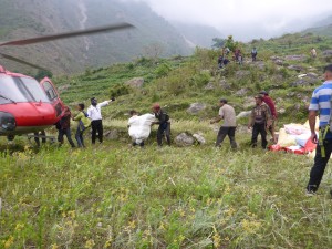 First of 4 loads of supplies arrives by helicopter